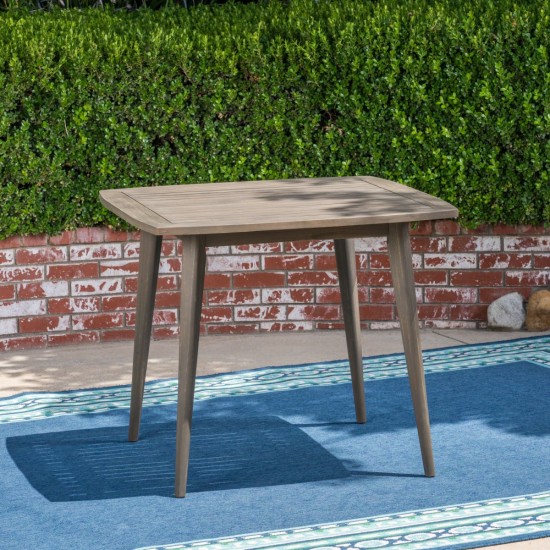 Outdoor Square Acacia Wood Table with Straight Legs, Gray