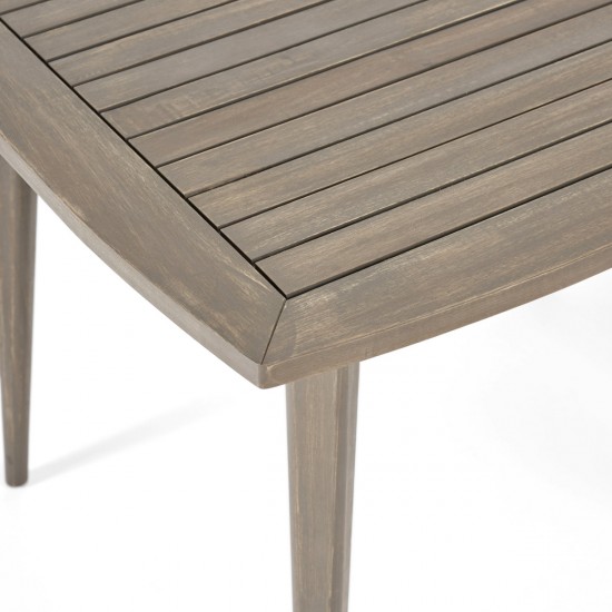 Outdoor Square Acacia Wood Table with Straight Legs, Gray