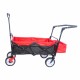 folding wagon Collapsible Outdoor Utility Wagon, Heavy Duty Folding Garden Portable Hand Cart, Drink Holder, Adjustable Handles(Black+Red colour)