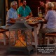 24 Inch Pagoda-Style Steel Wood-Burning Fire Pit with Log Grate and Poker - Black High-Temperature Paint Finish