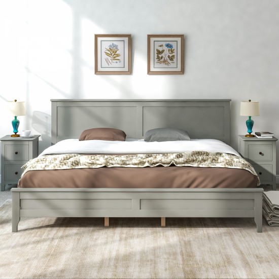 Modern Gray Solid Wood King Platform Bed(old sku:WF283526AAE)