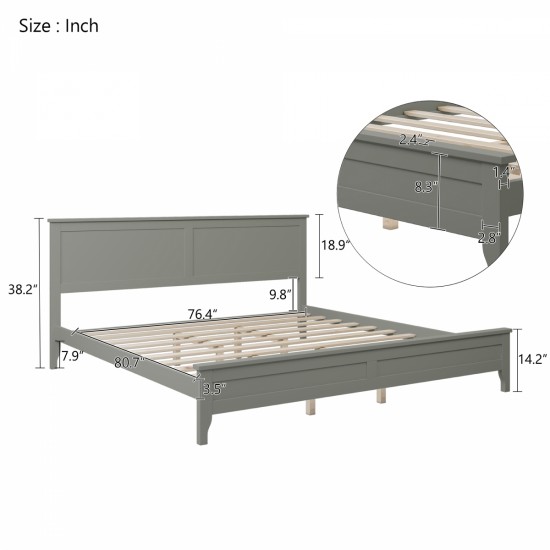 Modern Gray Solid Wood King Platform Bed(old sku:WF283526AAE)