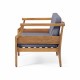 Aston Acacia Wood Outdoor Club Chairs with Cushions  - Teak + Dark Gray