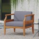 Aston Acacia Wood Outdoor Club Chairs with Cushions  - Teak + Dark Gray