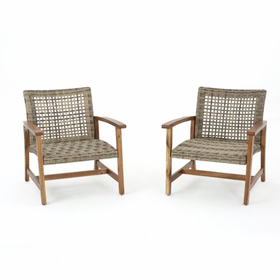 HAMPTON WOOD + WICKER CLUB CHAIR ( set of 2)