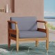 Aston Acacia Wood Outdoor Club Chairs with Cushions  - Teak + Dark Gray