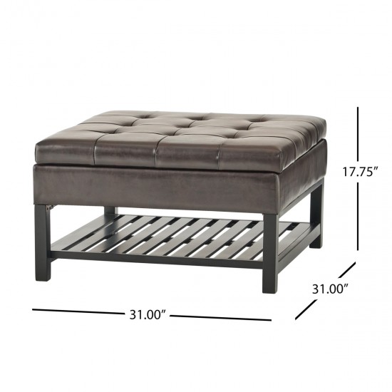 SQUARE OTTOMAN WITH STORAGE AND BOTTOM RACK