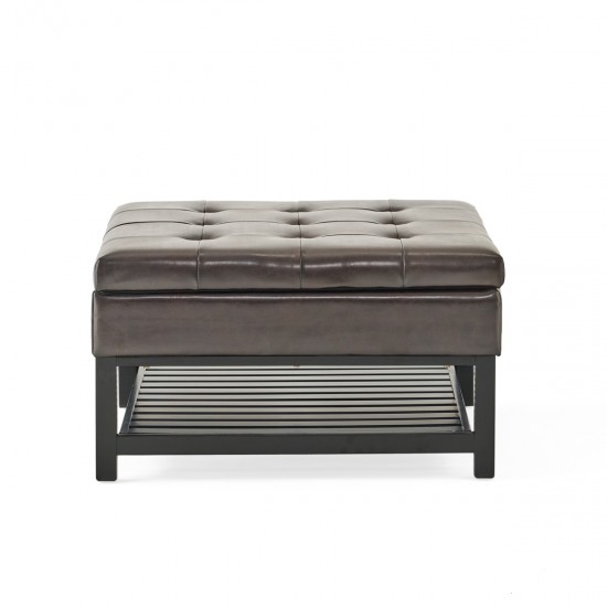 SQUARE OTTOMAN WITH STORAGE AND BOTTOM RACK