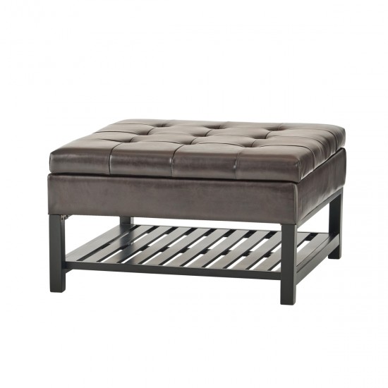 SQUARE OTTOMAN WITH STORAGE AND BOTTOM RACK