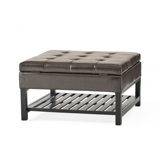 SQUARE OTTOMAN WITH STORAGE AND BOTTOM RACK