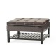 SQUARE OTTOMAN WITH STORAGE AND BOTTOM RACK