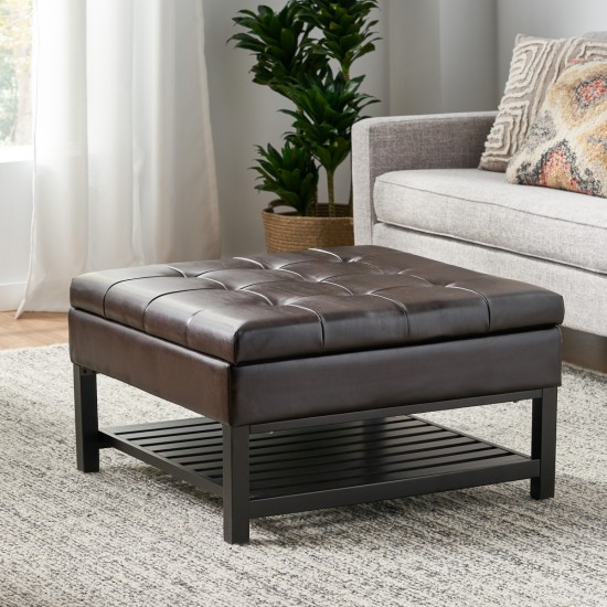 SQUARE OTTOMAN WITH STORAGE AND BOTTOM RACK