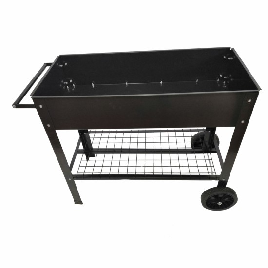 Mobile Metal Raised Garden Bed Cart with Legs, Elevated Tall Planter Box with Wheels for Outdoor Indoors House Patio Backyard Vegetables Tomato DIY Herb Grow Black