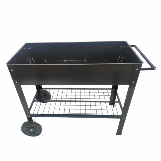 Mobile Metal Raised Garden Bed Cart with Legs, Elevated Tall Planter Box with Wheels for Outdoor Indoors House Patio Backyard Vegetables Tomato DIY Herb Grow Black