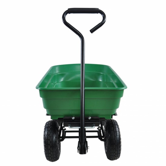 Folding car Poly Garden dump truck with steel frame, 10 inches. Pneumatic tire, 300 pound capacity, 75 liter truck body