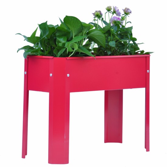 Elevated garden bed.metal elevated outdoor flowerpot box.suitable for backyard and terrace.large flowerpot.suitable for vegetable and flower Red x 2