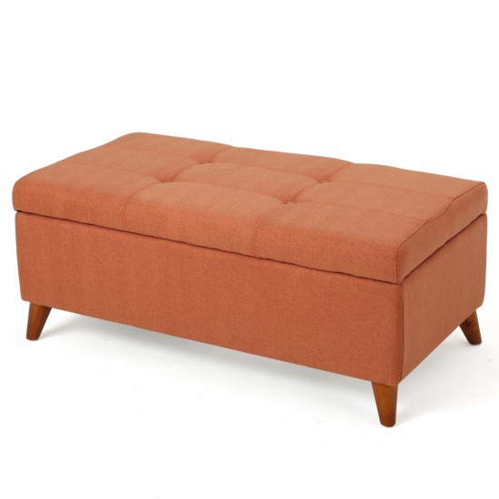 Stylish Traditional Looking Storage Ottoman Bench, Fabric And Birch Wood For Any Home Dark Brown