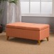 Stylish Traditional Looking Storage Ottoman Bench, Fabric And Birch Wood For Any Home Dark Brown