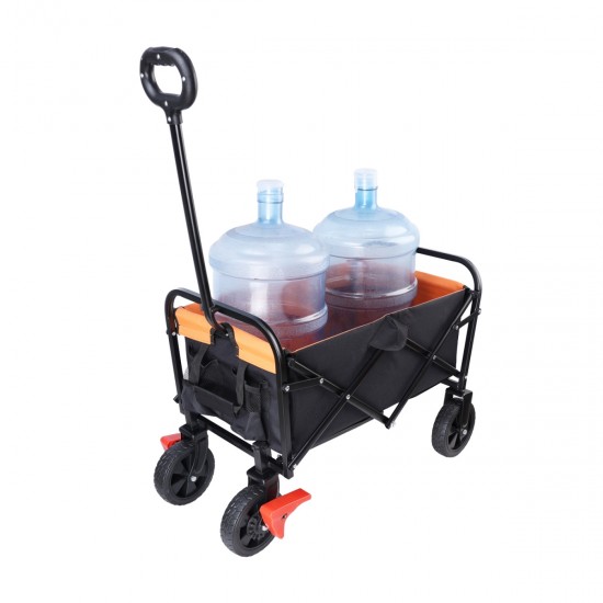 Mini Folding Wagon Garden Shopping Beach Cart (brake+orange+black)