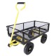 (Black +Yellow solid wheels wagon cart)Solid wheels Tools cart Wagon Cart Garden cart trucks make it easier to transport firewood