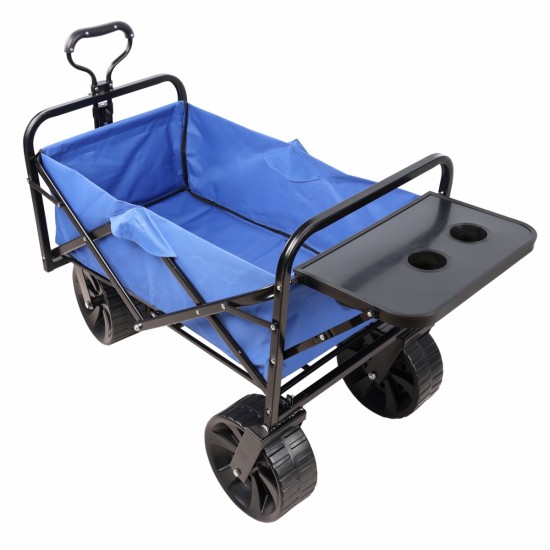 Folding Wagon Garden Shopping Beach Cart (Blue)