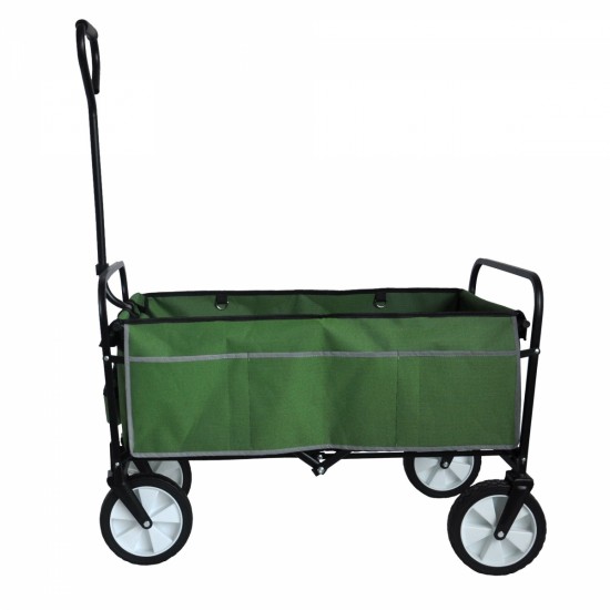 Folding Wagon Garden Shopping Beach Cart (Green)