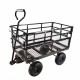 (Black double fence utility cart) Wagon Cart Garden cart trucks make it easier to transport firewood