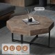 Wood Octagonal Vintage Patchwork Craft Farmhouse 30 Inch Wooden Table Top Cross Metal Legs Coffee Table for Living Room(Antique Brown)