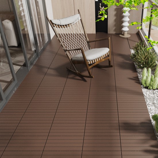 2FT Patio Deck Tiles, DIY Module Interlocking Decking Tiles Floor Tile,Easy and Quick Installation Court Tiles for Porch Poolside Balcony Backyard 24pcs Red Brown