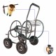 Garden Hose Reel Cart - 4 Wheels Portable Garden Hose Reel Cart with Storage Basket Rust Resistant Heavy Duty Water Hose Holder