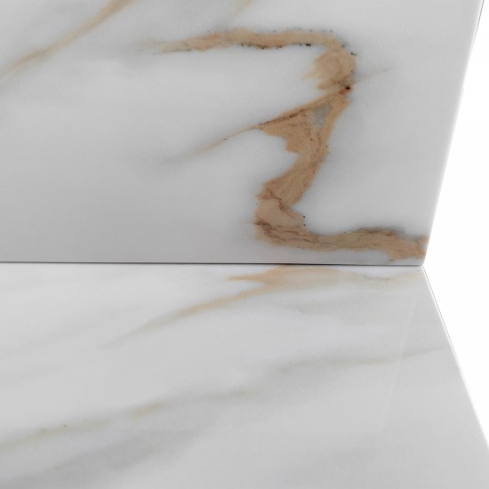 43 Inch Marble Vanity Top, Bathroom Vanity Top with Undermount Rectangular Middle Sink and 4 Inch Height Backsplash, Pre-Drilled 8 Inch Faucet Hole Spread Vanity Top, Carrara white with veins