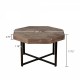 Wood Octagonal Vintage Patchwork Craft Farmhouse 30 Inch Wooden Table Top Cross Metal Legs Coffee Table for Living Room(Antique Brown)