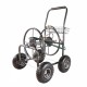 Garden Hose Reel Cart - 4 Wheels Portable Garden Hose Reel Cart with Storage Basket Rust Resistant Heavy Duty Water Hose Holder