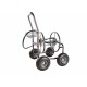 Garden Hose Reel Cart - 4 Wheels Portable Garden Hose Reel Cart with Storage Basket Rust Resistant Heavy Duty Water Hose Holder