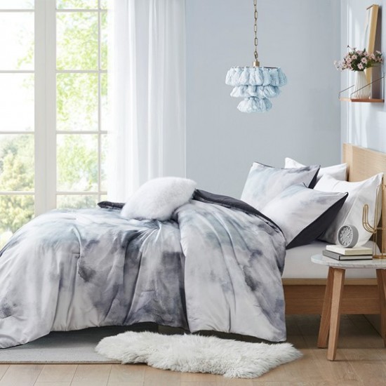 Watercolor Tie Dye Printed Comforter Set with Throw Pillow