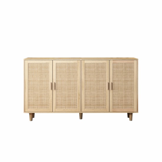 62.20 InchElegant and Functional 4-Door Rattan Decorative Storage Cabinet,for Bedroom,Living Room,Office,Easy Assembly(Same SKU:W757133282)