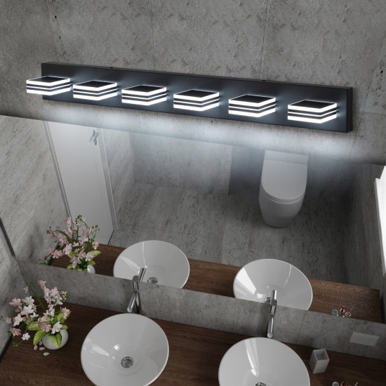 LED Modern Black Vanity Lights, 6-Lights Acrylic Matte Black Bathroom Vanity Lights Over Mirror