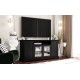 U-Can TV Stand for TV up to 65in with 2 Tempered Glass Doors Adjustable Panels Open Style Cabinet, Sideboard for Living room, Black