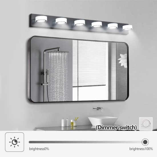 LED Modern Black 6-Light Vanity Lights Fixtures Over Mirror Bath Wall Lighting