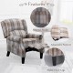 Vintage Armchair Sofa Comfortable Upholstered leisure chair / Recliner Chair for Living Room(Beige Check)