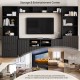 U-Can 4-Piece Entertainment Wall Unit with 13 shelves,8 Drawers and 2 Cabinets, Multifunctional TV Stand Media Storage Cabinet with Fluted Line Surface for Living Room, for TVs Up to 70 Inch