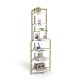 6-Tier Corner Open Shelf Modern Bookcase Wood Rack Freestanding Shelving Unit,Plant Album Trinket Sturdy Stand Small Bookshelf Space-Saving for Living Room Home Office Kitchen Small Space Rustic Brown