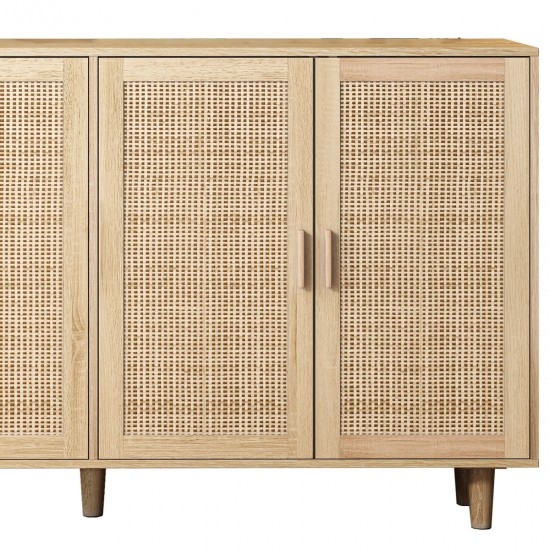 62.20 InchElegant and Functional 4-Door Rattan Decorative Storage Cabinet,for Bedroom,Living Room,Office,Easy Assembly(Same SKU:W757133282)