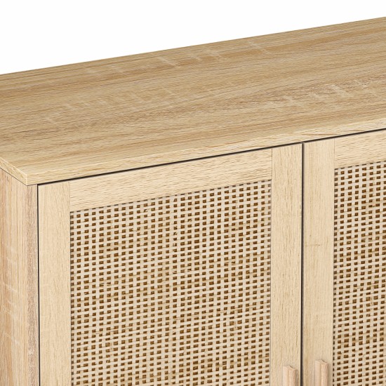 62.20 InchElegant and Functional 4-Door Rattan Decorative Storage Cabinet,for Bedroom,Living Room,Office,Easy Assembly(Same SKU:W757133282)