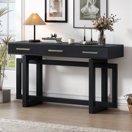 U_STYLE Elegant Console Table with Three Drawers, Extra Long Entryway Table for Entryway, Hallway, Living Room, Foyer, Corridor