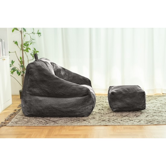 Bean Bag Chair with Filler, Bean Bag Sofa with Tufted Soft Stuffed Filling, Fluffy and Lazy Sofa, Comfy Cozy BeanBag Chairs with Memory Foam for Dorm, Apartment, Living Room, BLACK