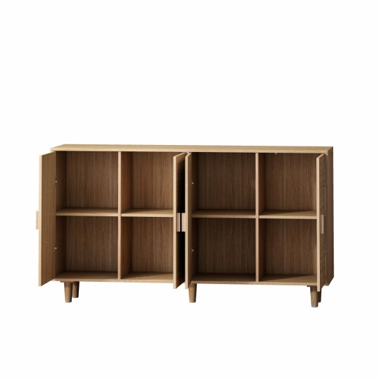 62.20 InchElegant and Functional 4-Door Rattan Decorative Storage Cabinet,for Bedroom,Living Room,Office,Easy Assembly(Same SKU:W757133282)