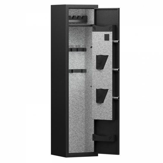 3-4 Gun Safe for Rifles and Pistols,Quick Access Fingerprint Gun Safe,High Security Metal Rifle Safe Locker with Removable Shelf and 2 Adjustable Gun Slots