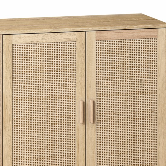 62.20 InchElegant and Functional 4-Door Rattan Decorative Storage Cabinet,for Bedroom,Living Room,Office,Easy Assembly(Same SKU:W757133282)