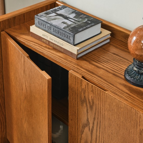 Walnut-colored Sideboard, Buffet Cabinet with Storage, Rustic Storage Cabinet for Entryway, Hallway, Living Room, Kitchen, Dining Room, Bedroom, 33.9 Inch×15 Inch×31.5 Inch